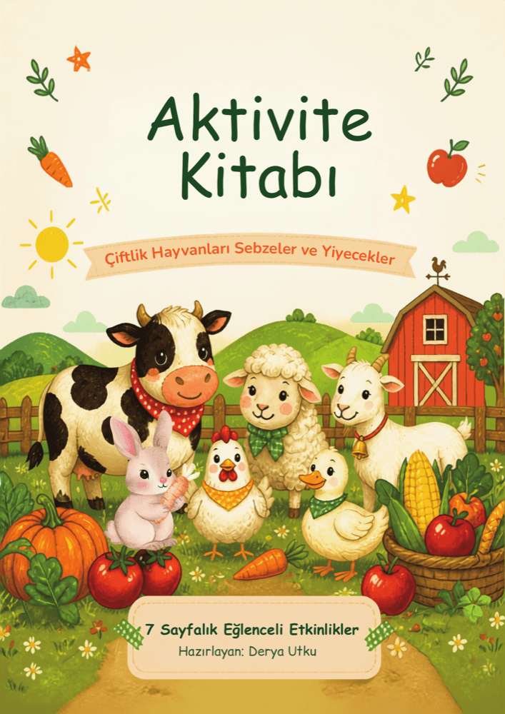 Çiftlik Hayvanları, Sebzeler ve Yiyecekler Aktivite Kitabı